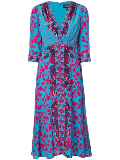 Shop Saloni Multi-print Dress Blue