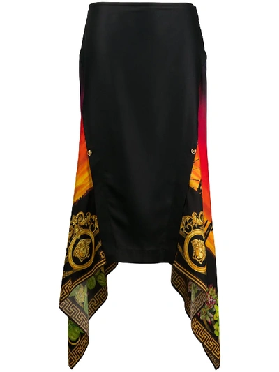 Shop Versace Desert Nights Print Skirt In Black