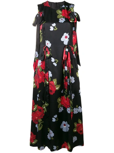 Shop Simone Rocha Bow Ribbon Floral Dress Black