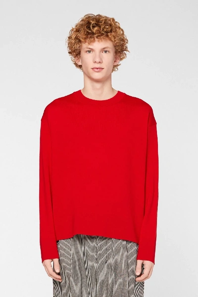 Shop Ami Alexandre Mattiussi Oversize Crewneck Sweater In Red