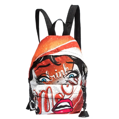 Pre-owned Moschino Multicolor Eyes Collection Print Nylon Backpack