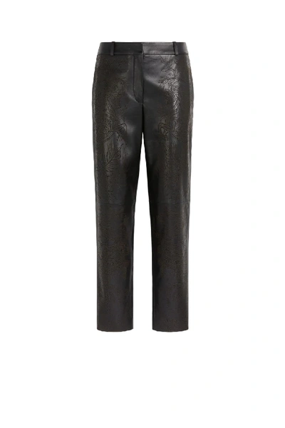 Shop Roberto Cavalli Hybrid Animals Laser Cut Leather Trousers In Black
