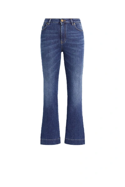 Shop Roberto Cavalli Cropped Flared Jeans In Blue