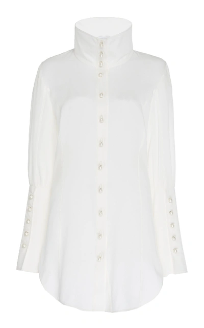 Shop Andrew Gn Asymmetric Silk Top In White