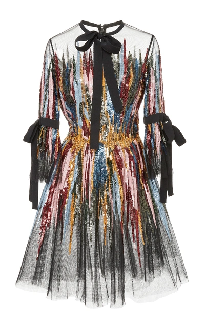 Shop Elie Saab Short Embroidered Dress In Multi