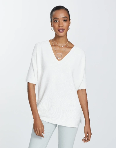 Shop Lafayette 148 Matte Crepe V-neck Dolman Sweater In White