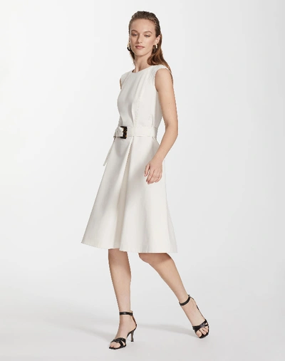 Shop Lafayette 148 Fundamental Bi-stretch Leslie Dress In Beige