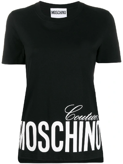 Shop Moschino Cotton Logo Print T-shirt In Black