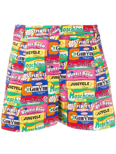 Shop Moschino Logos Shorts In Multicolor