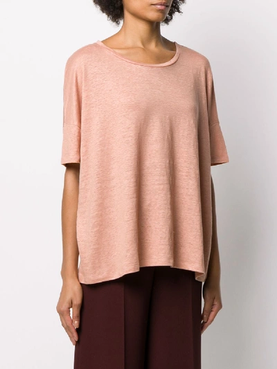 Shop Majestic Linen Blend Boxy Fit T-shirt In Pink