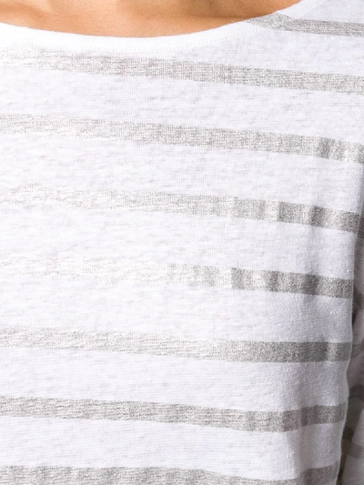 Shop Majestic Linen Blend Striped T-shirt In Silver
