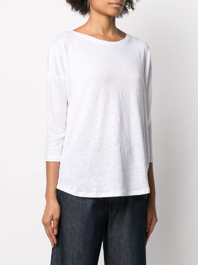 Shop Majestic Linen Blend Boxy Fit T-shirt In White