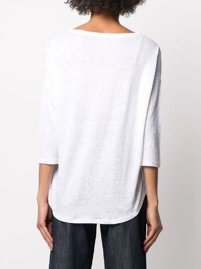 Shop Majestic Linen Blend Boxy Fit T-shirt In White