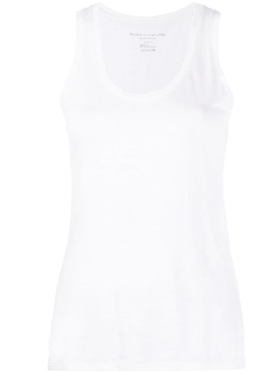 Shop Majestic Linen Blend Boxy Fit Vest Top In White