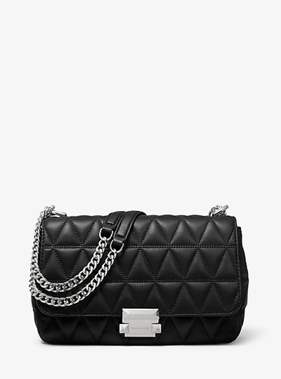 Shop Michael Kors Sloan Large Quilted Leather Shoulder Bag In Black
