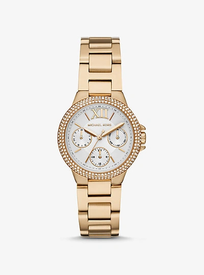 Shop Michael Kors Mini Camille Pavé Gold-tone Watch
