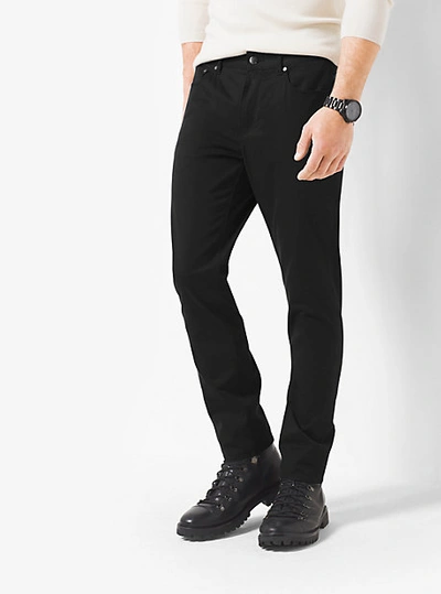 Shop Michael Kors Slim-fit Cotton-twill Five-pocket Pants In Black