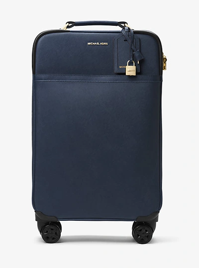 Shop Michael Kors Large Saffiano Leather Suitcase In Blue