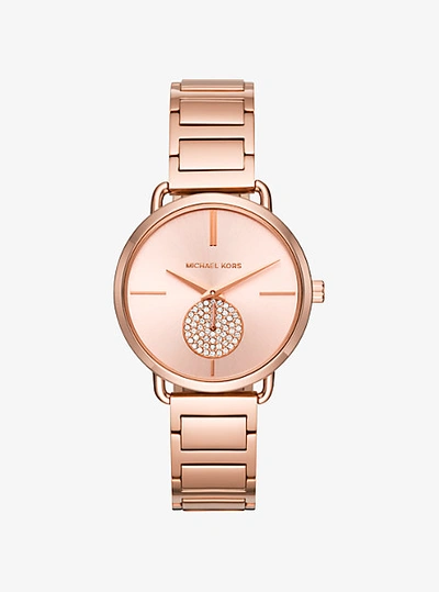 Shop Michael Kors Portia Rose Gold-tone Watch