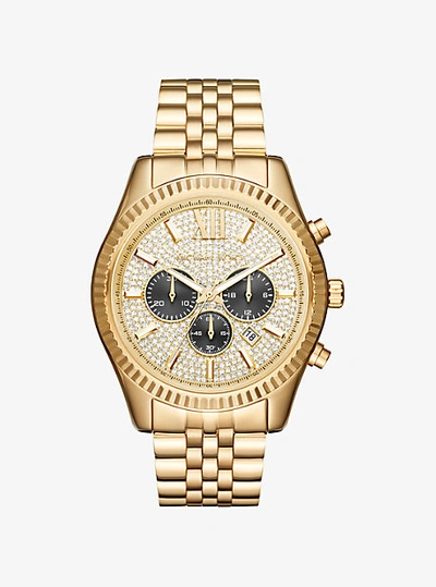 Shop Michael Kors Oversized Lexington Gold-tone Watch