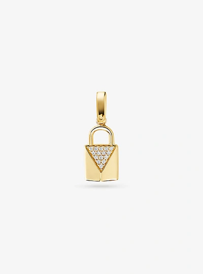 Shop Michael Kors 14k Gold-plated Sterling Silver Pavé Lock Charm