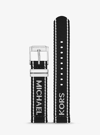 Shop Michael Kors Gen 4 Runway Logo Tape Nylon Smartwatch Strap In Black