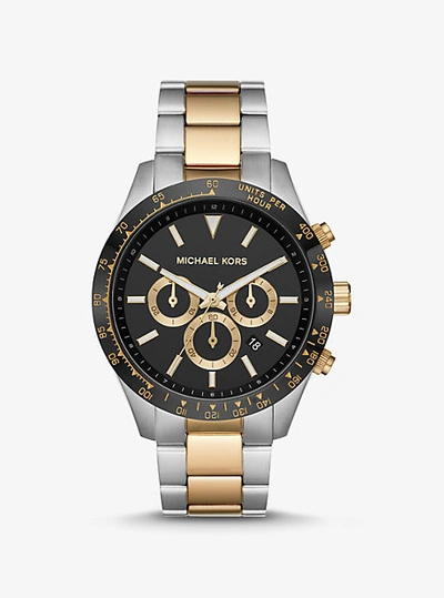 Shop Michael Kors Oversized Layton Two-tone Watch In Silver
