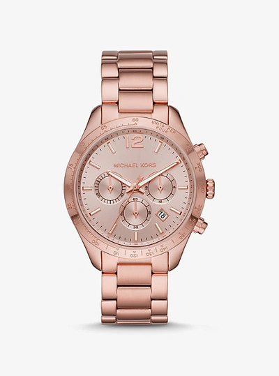 Shop Michael Kors Oversized Layton Pale Rose Gold-tone Watch