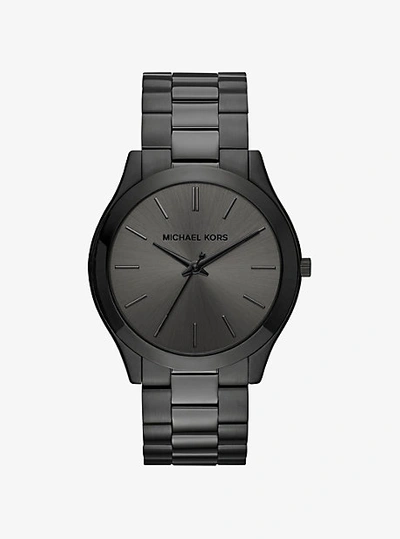 Shop Michael Kors Oversized Slim Runway Black-tone Watch