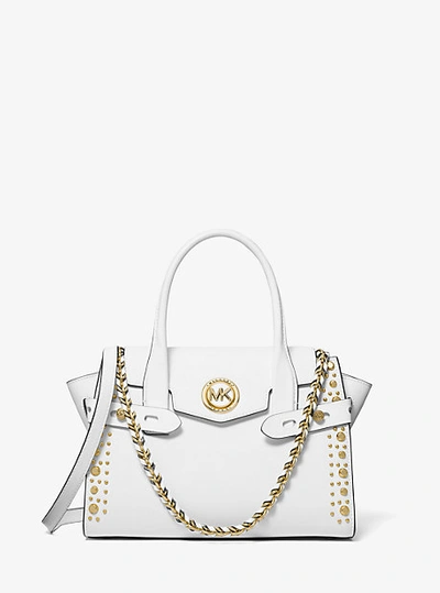 Michael Kors Carmen Small Studded Saffiano Leather Belted Satchel