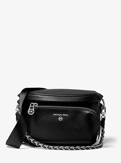 Shop Michael Kors Slater Medium Pebbled Leather Sling Pack In Black
