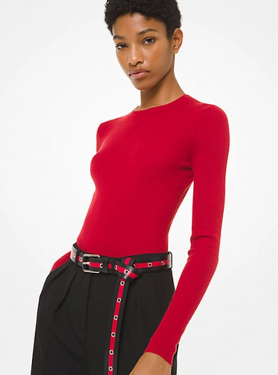 Shop Michael Kors Featherweight Cashmere Sweater In Red