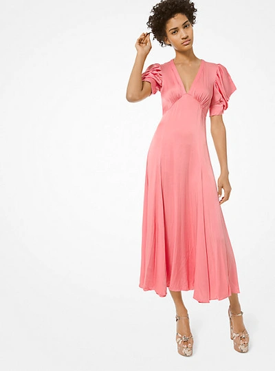 Shop Michael Kors Crushed Satin Charmeuse Dress In Pink