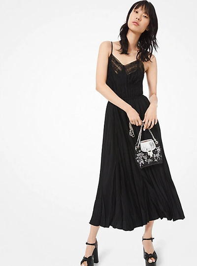 Shop Michael Kors Crushed Satin Charmeuse Slip Dress In Black
