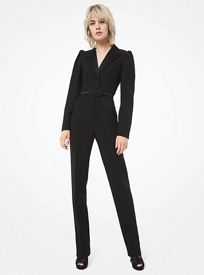 Shop Michael Kors Double Crepe-sablé Jumpsuit In Black
