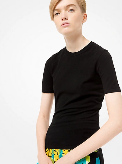 Shop Michael Kors Stretch-viscose T-shirt In Black