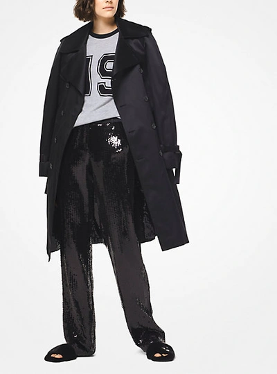 Shop Michael Kors Techno Duchesse Satin Trench Coat In Black