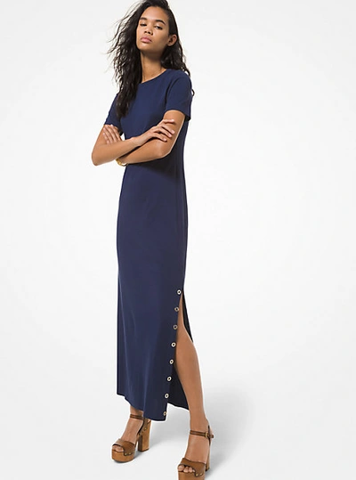 Michael Kors Cotton Blend Midi T-shirt Dress In Blue | ModeSens