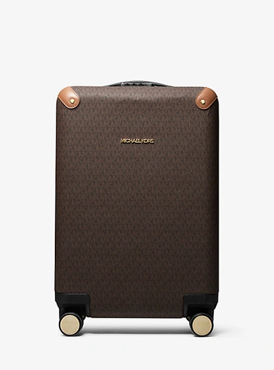 Shop Michael Kors Logo Suitcase In Brown