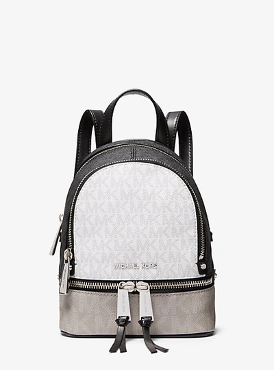 Shop Michael Kors Rhea Mini Color-block Logo Backpack In White