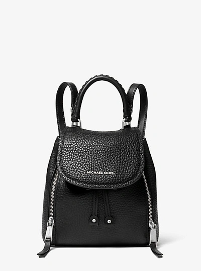 Shop Michael Kors Viv Extra-small Pebbled Leather Backpack In Black