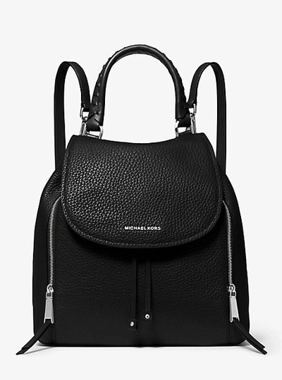 Shop Michael Kors Viv Large Leather Backpack In Black