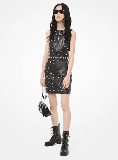 Michael Kors Dome Studded Leather Sheath Dress In Black | ModeSens