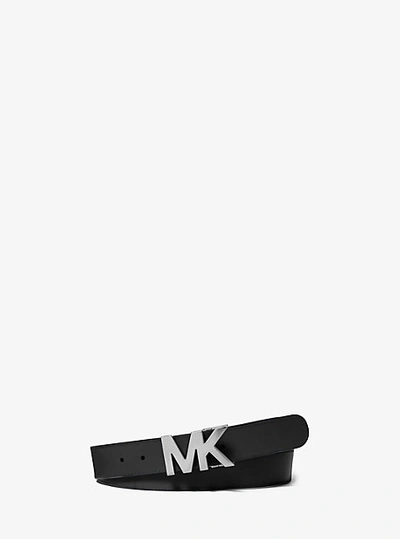 Shop Michael Kors Leather Logo-buckle Belt In Black