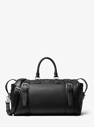 Shop Michael Kors Kennedy Calf Leather Duffle Bag In Black