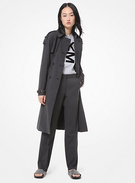 glen plaid wool trench