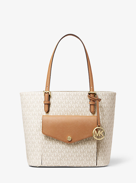 michael kors jet set medium logo pocket tote bag