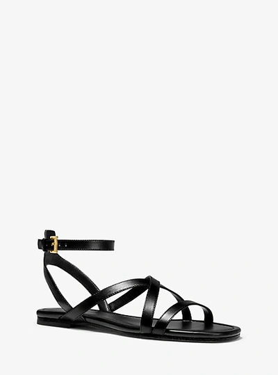 Shop Michael Kors Tasha Leather Sandal In Black