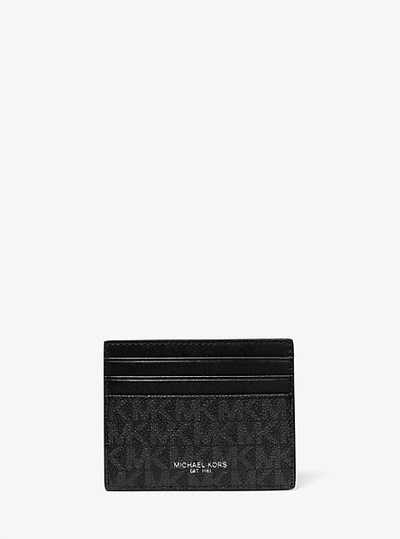 Shop Michael Kors Greyson Logo Tall Card Case In Black