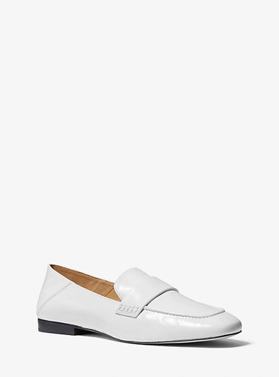 Shop Michael Kors Emory Crinkled Leather Loafer In White